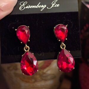 Red Teardrop Crystal Drop Earrings